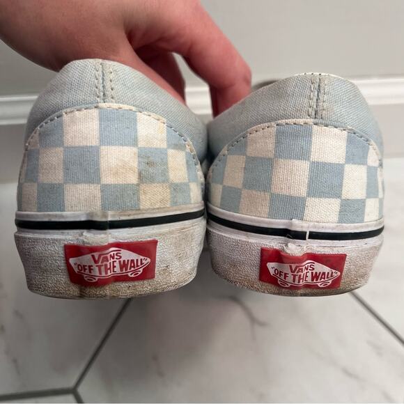 Vans Light Blue Classic Checkerboard Slip on Shoes Size 8.5 Women's - Picture 7 of 9
